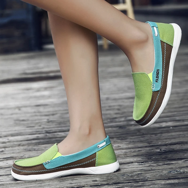 أحذية رياضية كاجوال نسائية بألوان مختلطة، أحذية قماشية مريحة سهلة الارتداء بنعل ناعم، أحذية كسولة للسيدات #6