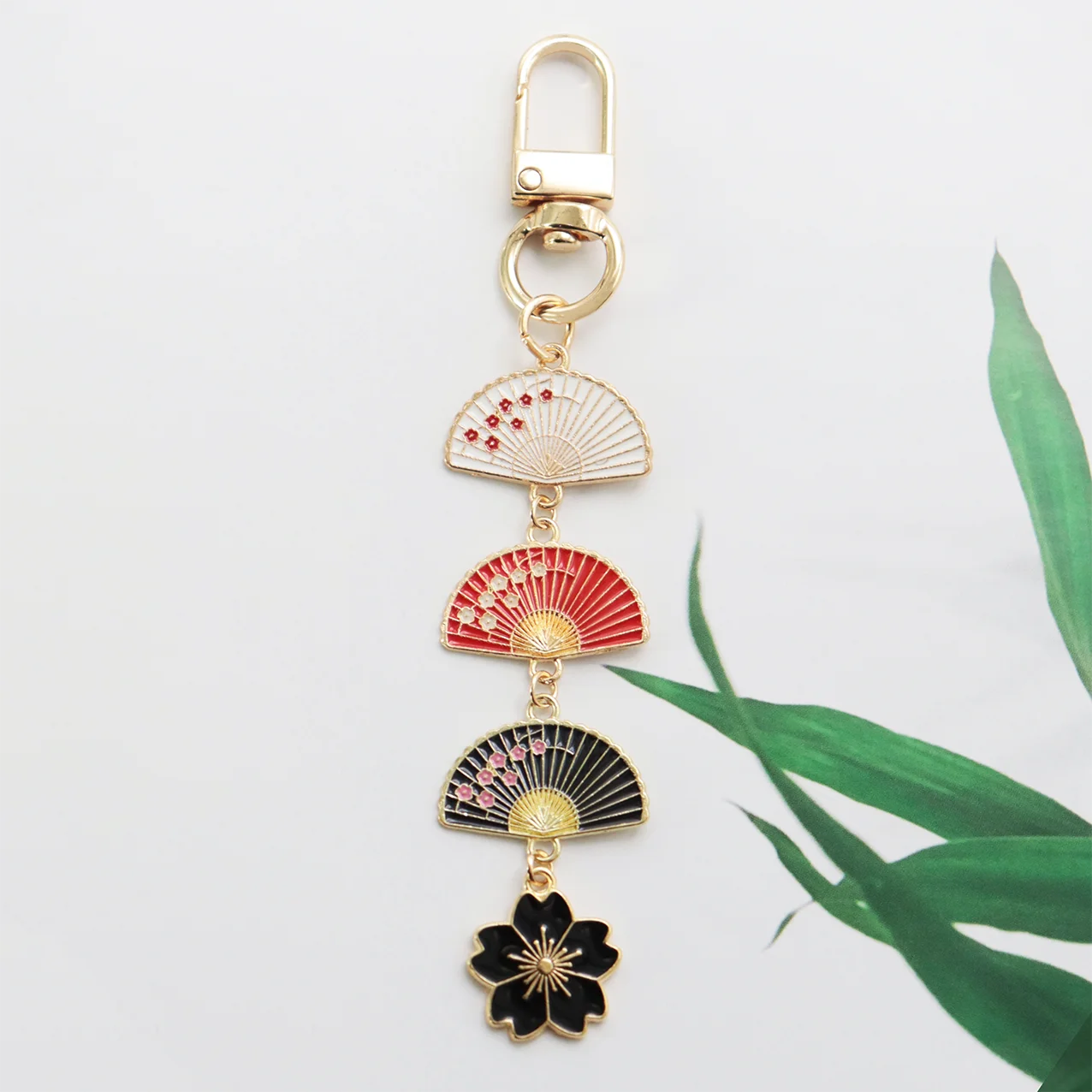 Keychain Bag Charms Asian Style Vintage Style Multi-Layer Fan Cherry Blossom Alloy with Door Clasp Girls Elegant Accessories