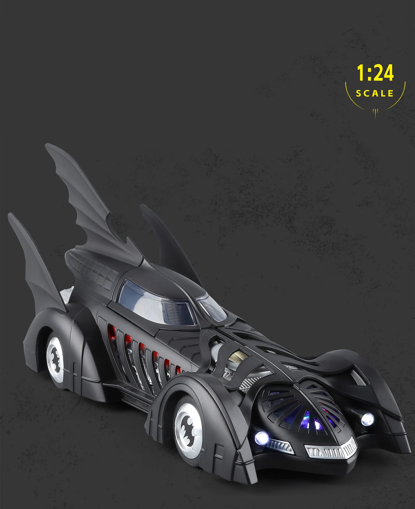 1/24 Classic Movie Car 1995 Batmobile Concept Bat Sports Car Model Alloy Metal Racing Vehicle Car Model Sound Light Kid Toy Gift