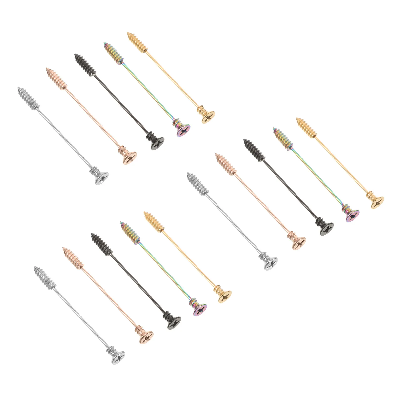 15Pcs Ear Studs Stainless Steel Screwback Piercing Earrings Colorful Small Stud Earrings Sets Women Long Post Cartilage Daily