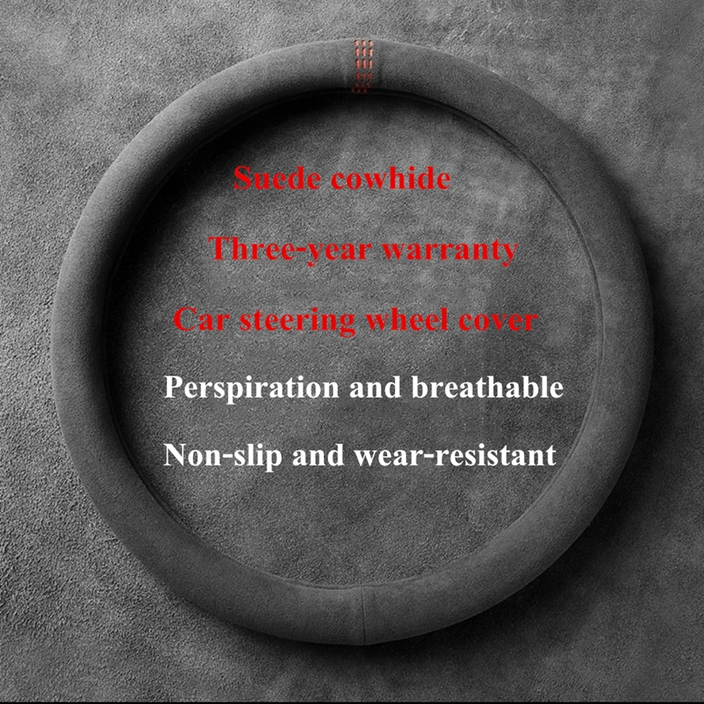 

38cm Suede Leather Car Steering Wheel Cover Wear-Resistant For BMW E90 F01 F06 F10 F15 F16 F20 F21 F25 F26 F30 F32 F82 M3 G20 X5