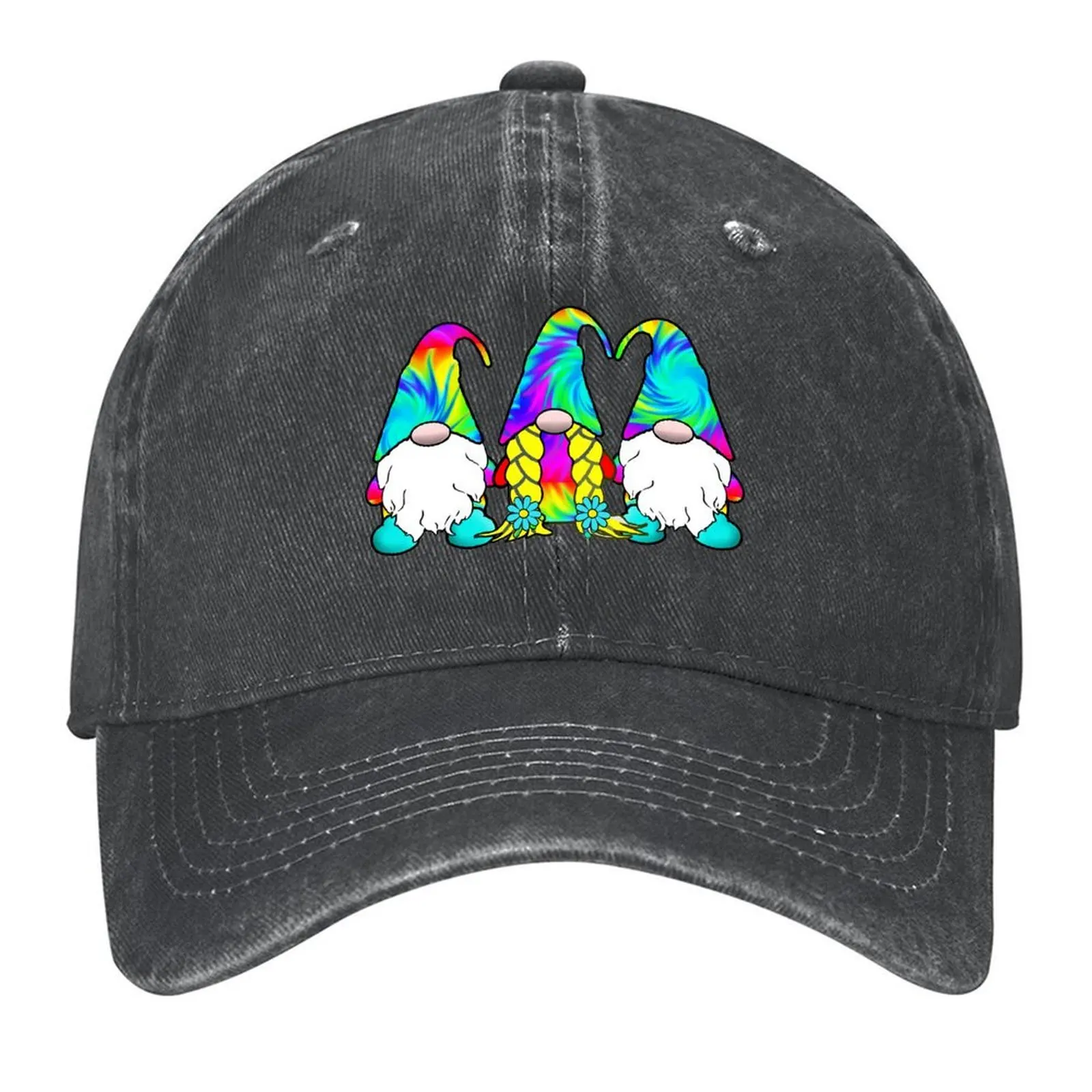 

3 Hippie Gnomes Tie Dye Hat Retro Peace Groovy Baseball Cap fishing hat Rave Beach Outing Snapback Cap Men's Women's