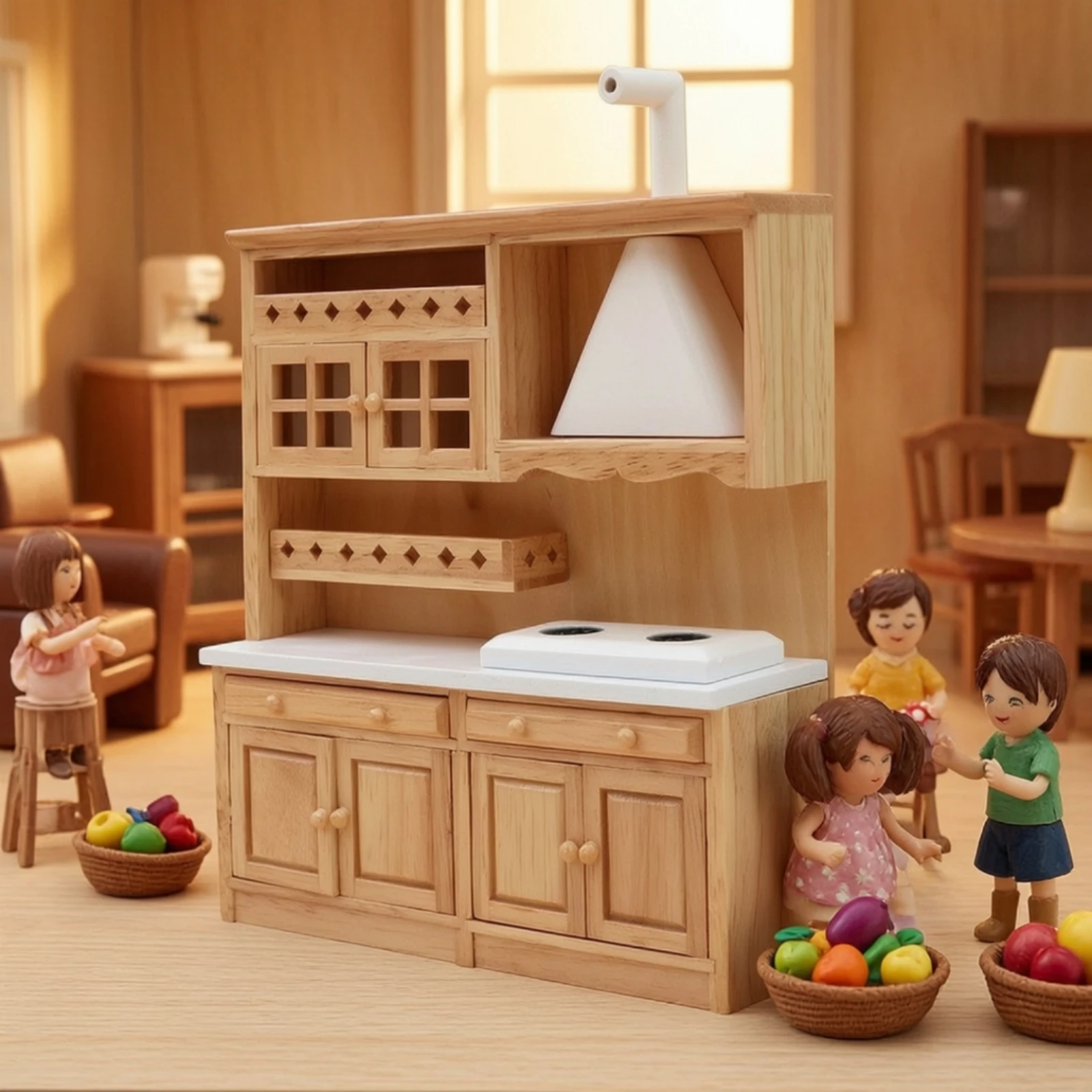 Dollhouse Cabinet Sturdy Miniature Cabinet Dollhouse Furniture Compact Miniature Cupboard Functional for Collectors view 5