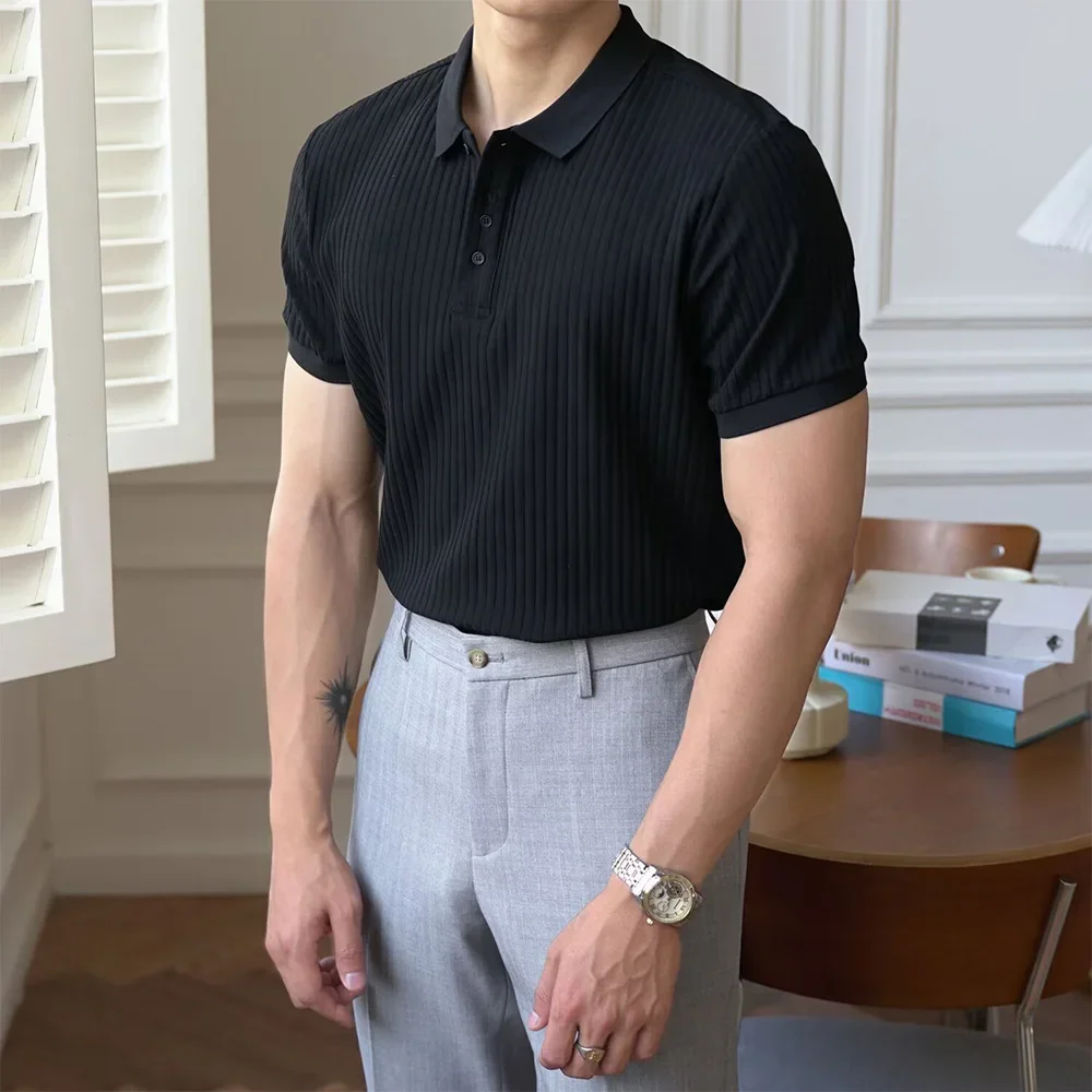Männer Sommer Kurzarm Polo Dünne Casual Sportswear Hundert Stretch Tasten Koreanische Mode T-shirt männer Tops – Detail 4