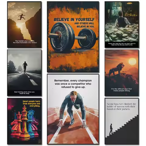 Motivational Quotes Canvas Poster Inspirational Positive Sayings Wall Art for Modern Home Office Decor Bold Typography Gift Idea