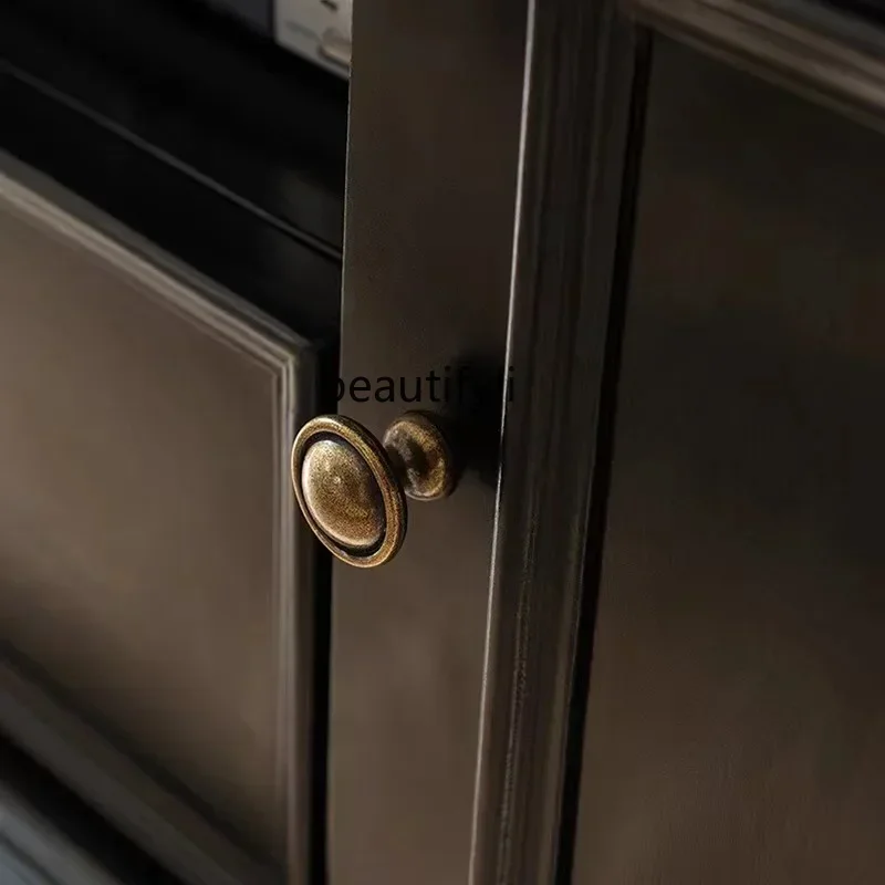 American-Style Solid Wood Coffee Table  Living Room Black Square Lifting with Drawer Storage Simple Coffee Table Customization