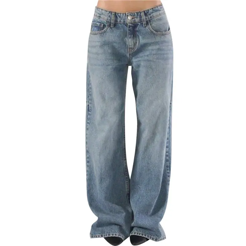 

CYL-женские мешковатые джинсы Y2k, свободные прямые широкие джинсы-бойфренды, модные эластичные длинные джинсовые брюки