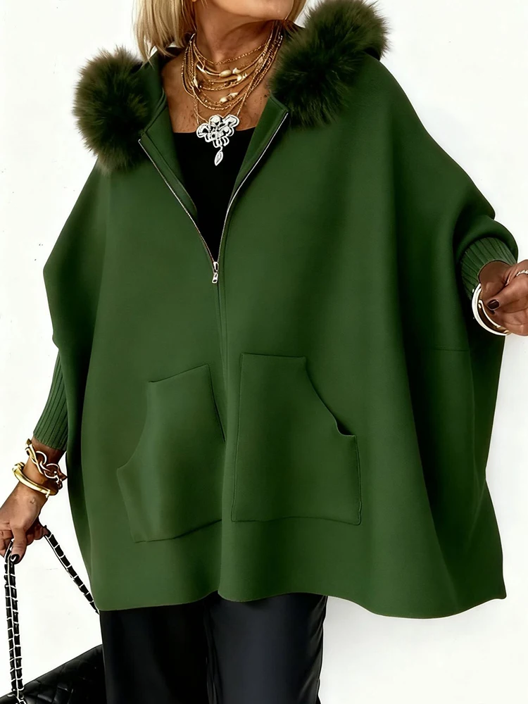 Autumn Winter Long Batwing Sleeve Chic Sweater Coats, Women Pocket Patchwork Simple Cardigan, Loose Casual Hooded Top Streetwear