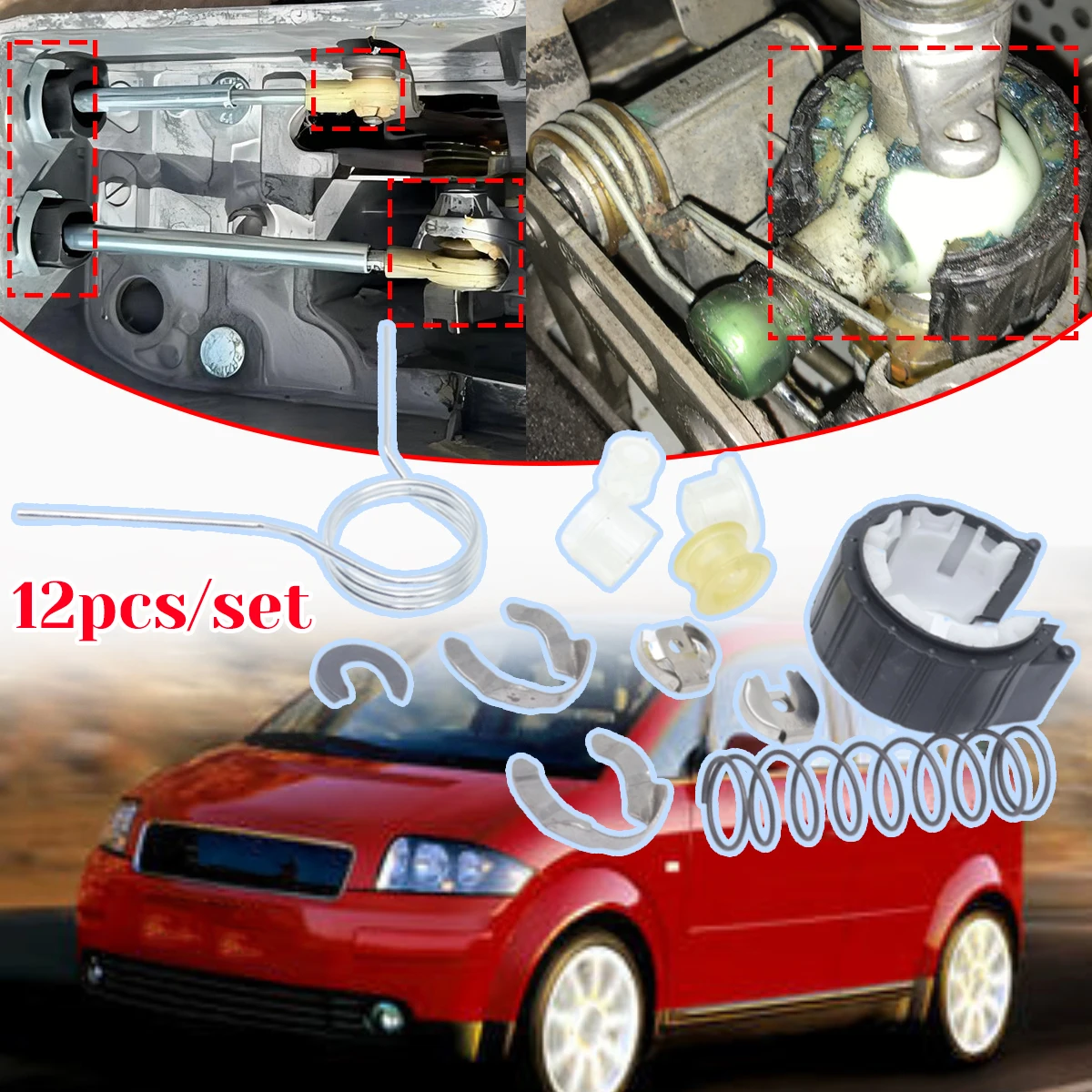 12ピース完全セットアップグレードブッシングmtギアボックスリビルドキットシフターレバーアジャスター（アウディa2-8z-2000-2005、a3-8l-1996-2003用）車の修理