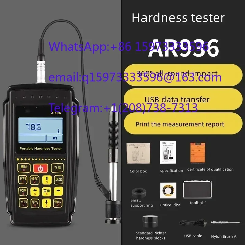 Auto Convert HRC HB HV HS, 360° Omni-direction Test for Steel Cast Iron Alloy Metal Strength Inspection