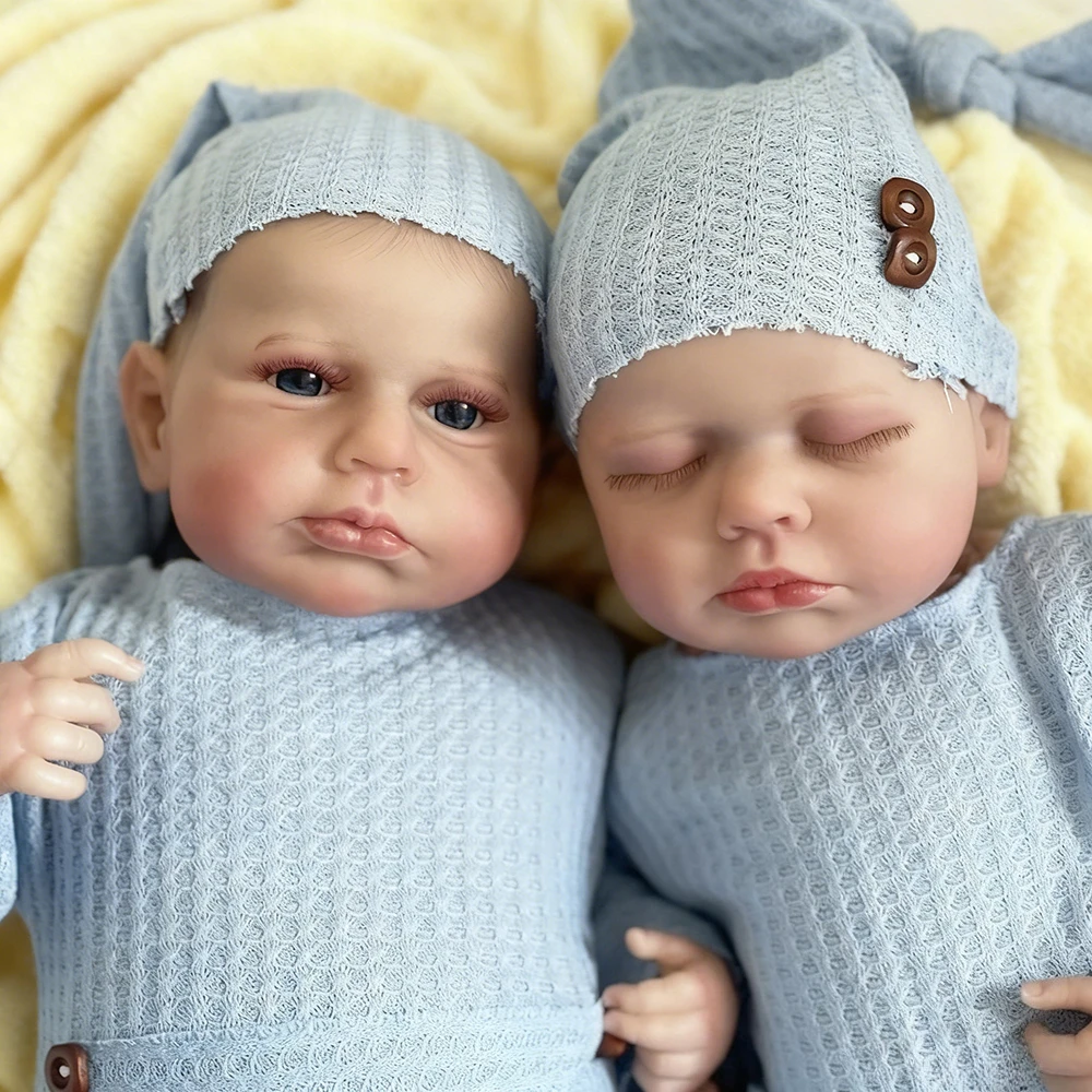 

Lifelike Loulou Reborn Doll 19inch Open/Close Eyes, Soft Touch, 3D Skin, Hand-Drawn Hair Painted Art Gift Doll