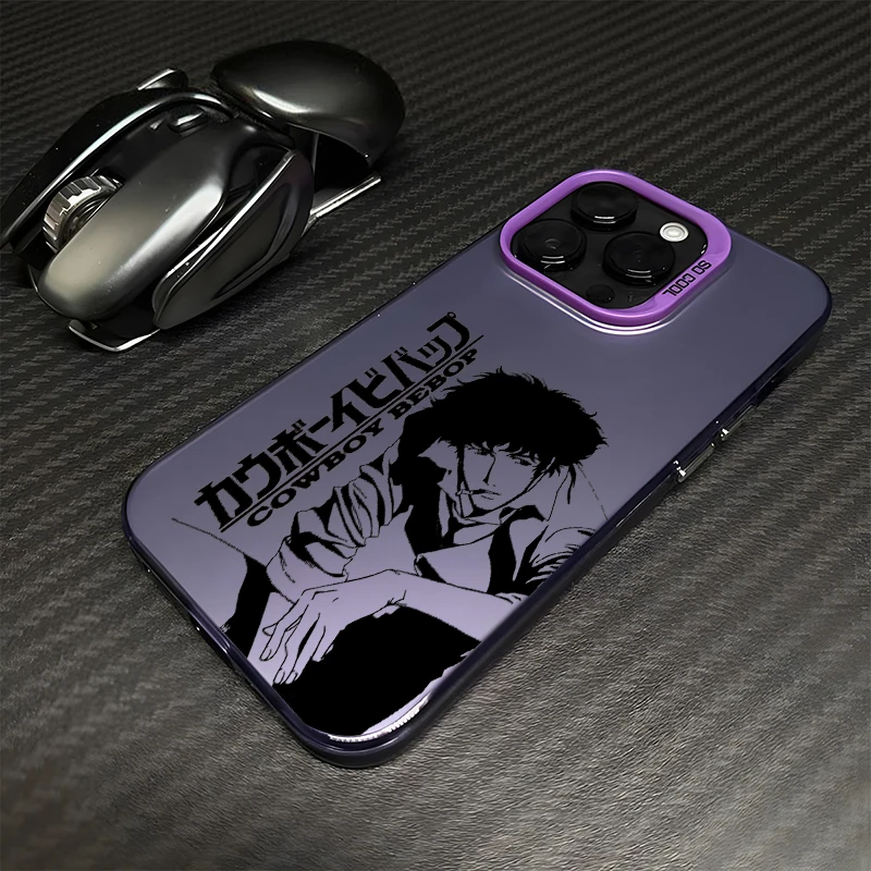 Anime Cartooon Cowboy Bebop For Apple iPhone 15 14 13 12 11 XS XR X Pro Max Plus Colorful Silver Back Phone Case