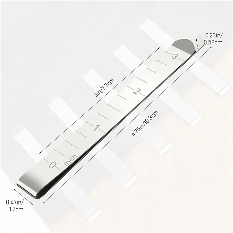 ABFI 20PCS Stainless Steel Hemming Clips - 3-Inch Measuring Ruler Sewing Tool For Fabric Folding, Quilting, And Edge Fixing