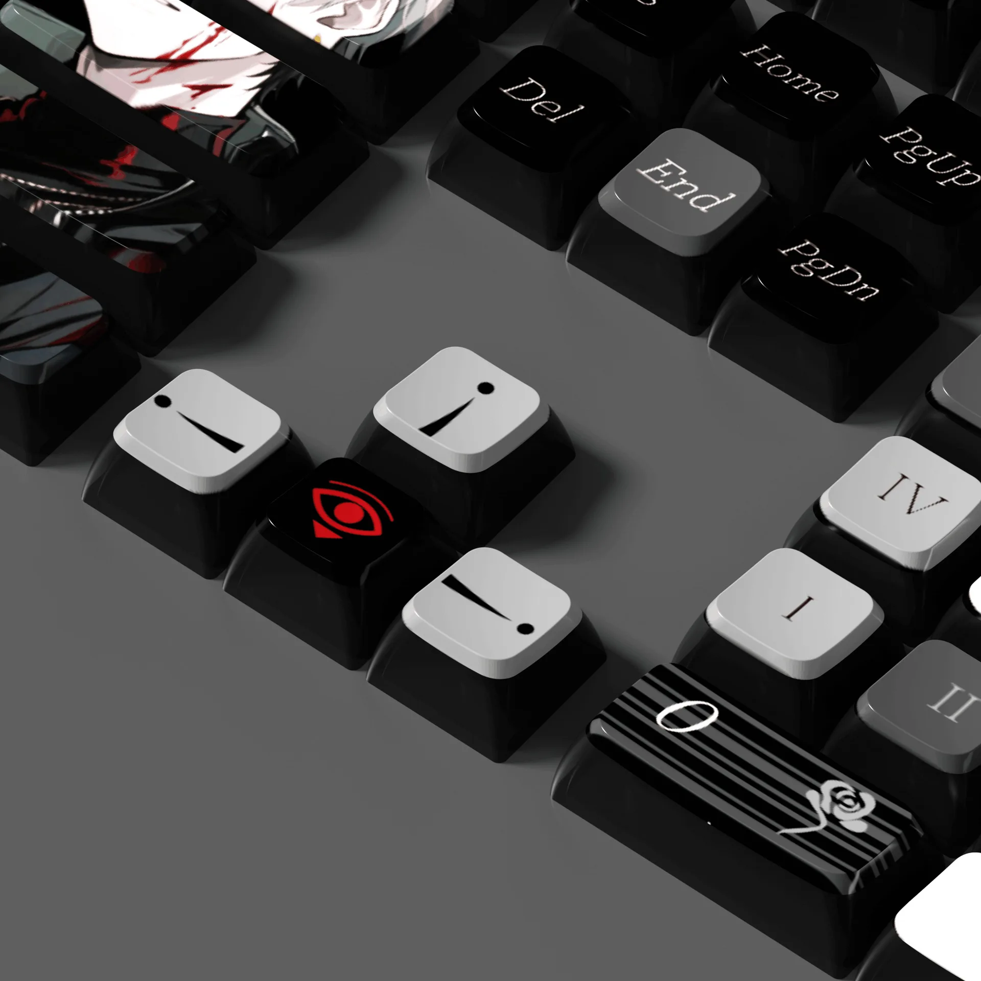 Dark Night Scarlet Fantasy - Teclas negras - Juego completo de teclas PBT de sublimación de 118 teclas, universales para teclados mecánicos