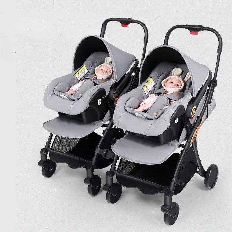 Twins Baby stroller with car seats 0-3 years lightweight baby stroller 3in1 four wheels Shock absorption folding for Two babies