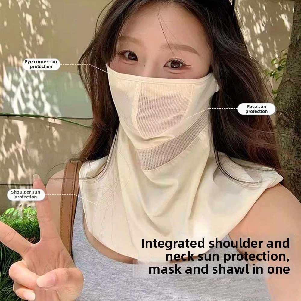 

Summer Neck Protection Sunscreen Mask Breathable Ice Silk Face Sun Protection Women Men Outdoor Breathable Sunshade Mask