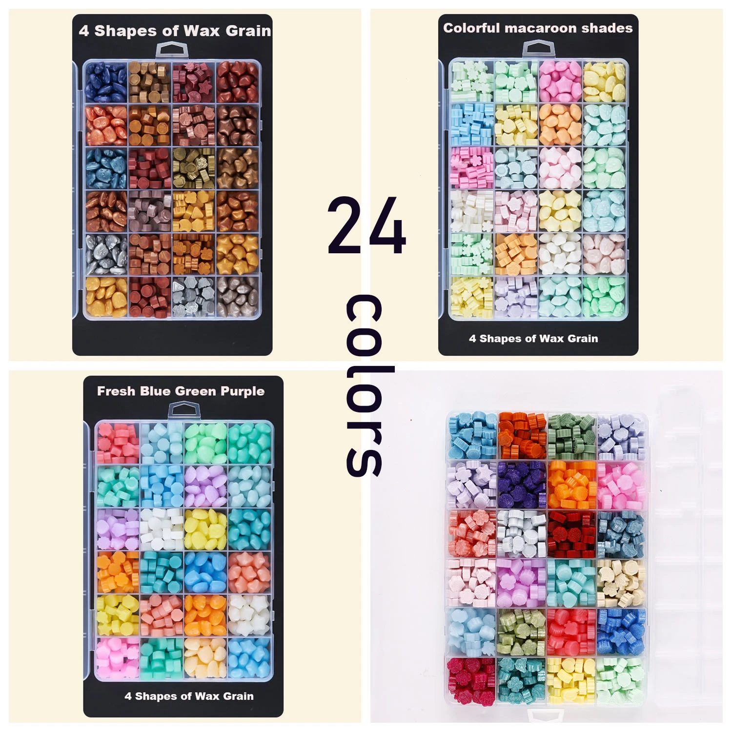 

24-цветная коробка из сургучных бусин, восковые бусины премиум-класса, коробка из сургучной печати для сургучной печати, подарочная упаковка, приглашение на свадьбу