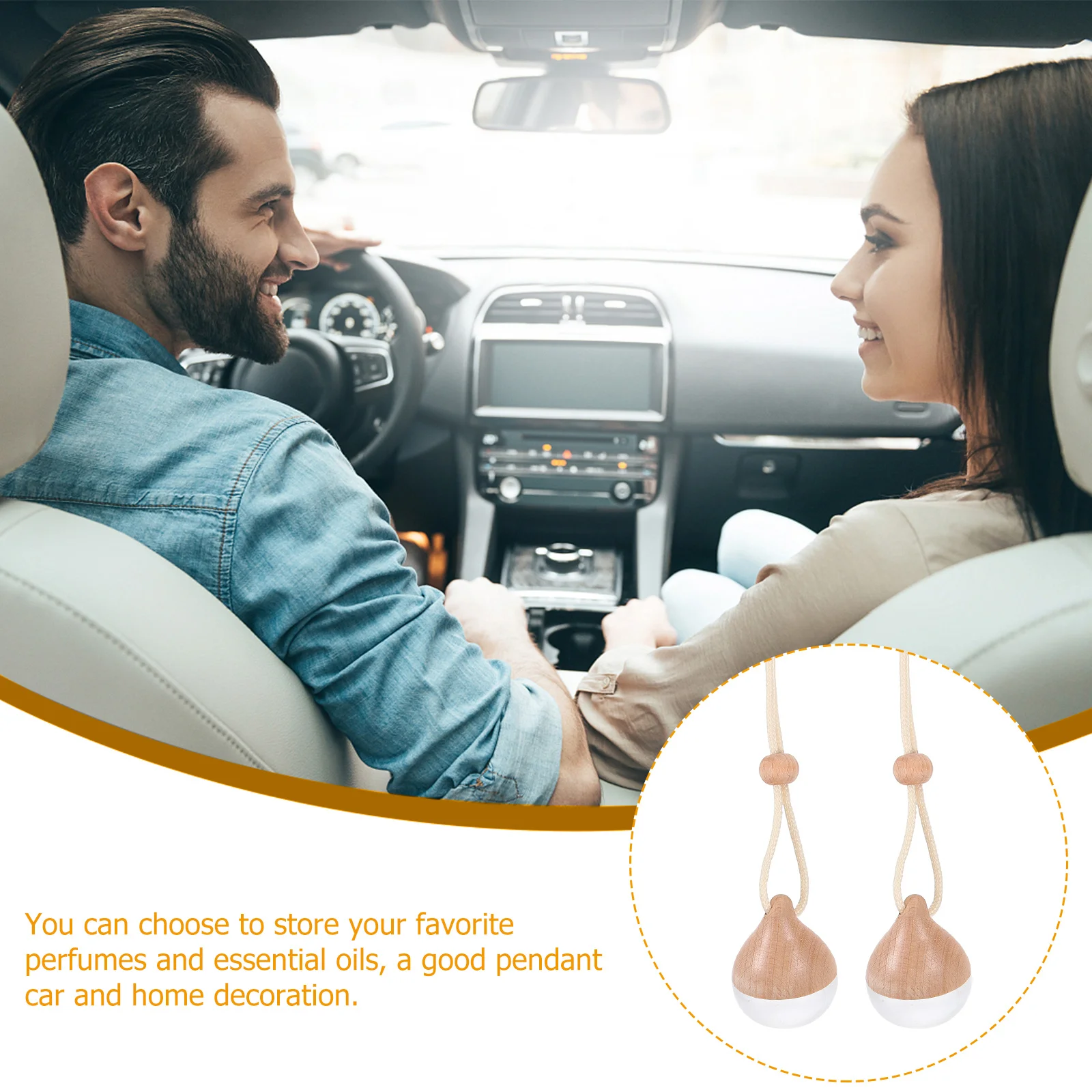 

4Pcs Car Aromatherapy Diffuser Hanging Perfume Pendant Refillable Glass Bottle Essential Oil Decoration for Rearview Mirror