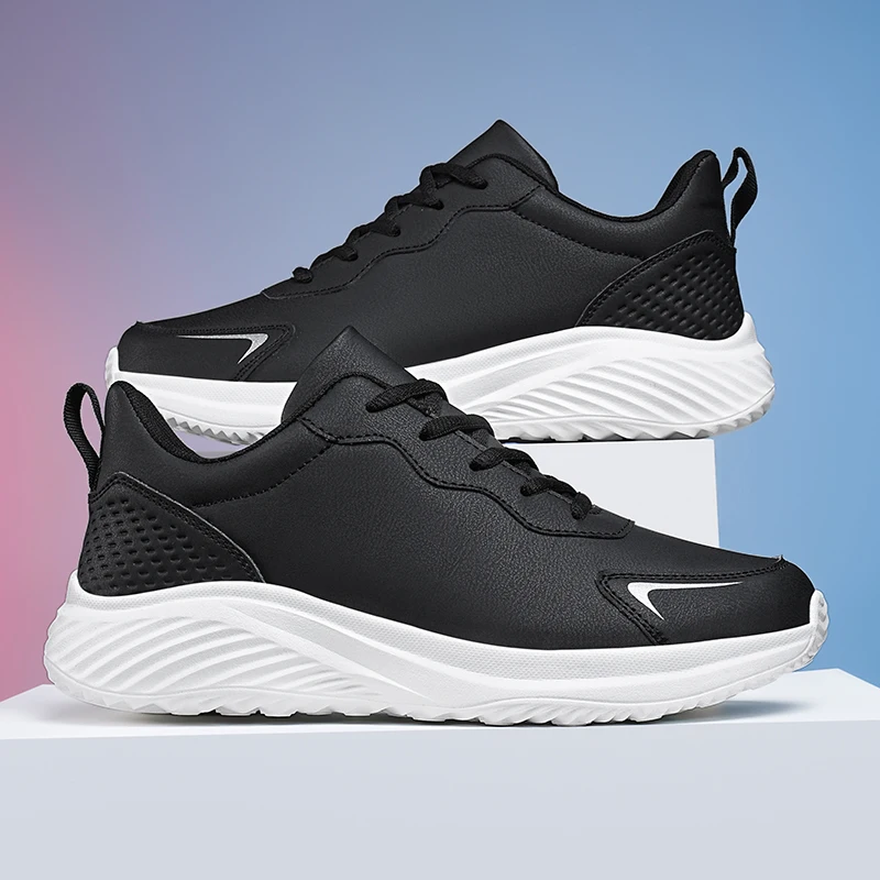 

Men's Low - Top Leather Lightweight Walking Shoes, Large Size Non - Slip Durable Casual Running Sneakers for Spring & Autumn