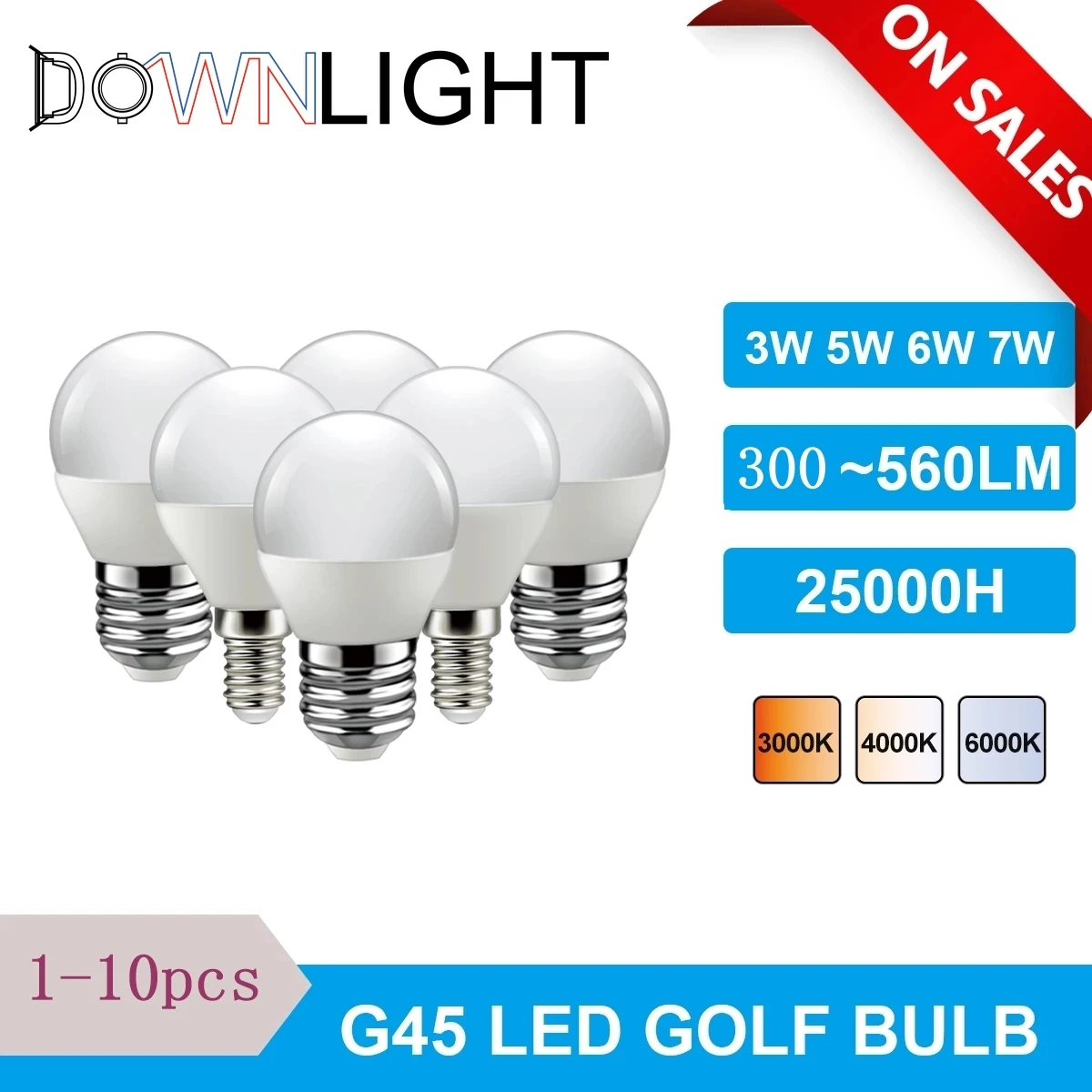 1-10 pces conduziu o bulbo de golfe g45 3w 5w 6w 7w e14 e27 220v 3000k 4000k 6000k luz da lâmpada para a decoração de casa