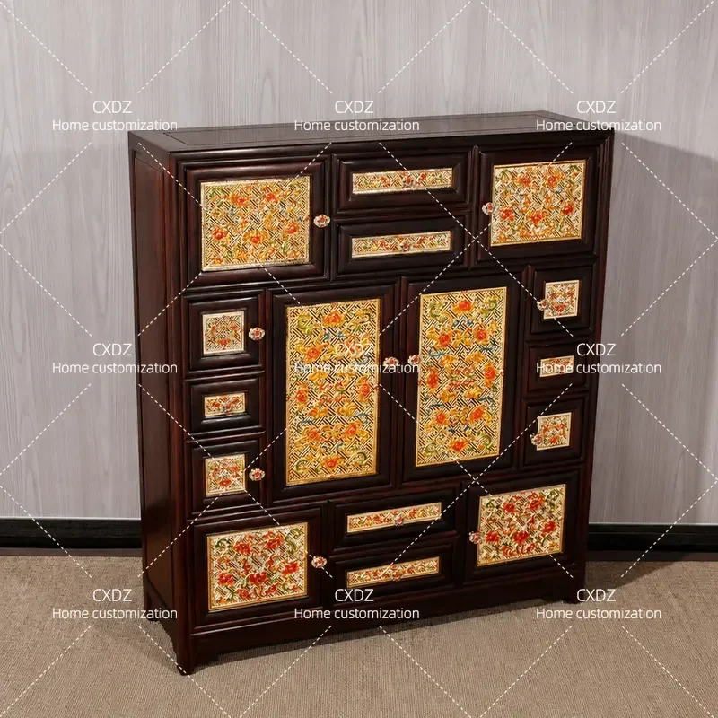 Solid Wood Chest Cabinet Bedroom Drawer Storage Unit Living Room Wall Locker Multi Compartment Organizer Furniture
