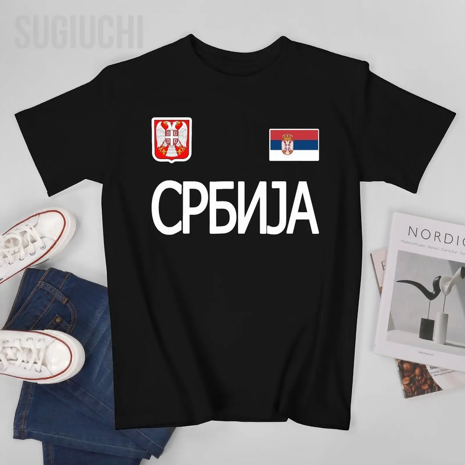 Unisex Men Serbia Flag Serbian Srbija Souvenir Love Tshirt Tees O-neck T Shirts Women Boys 100% Cotton T-Shirt