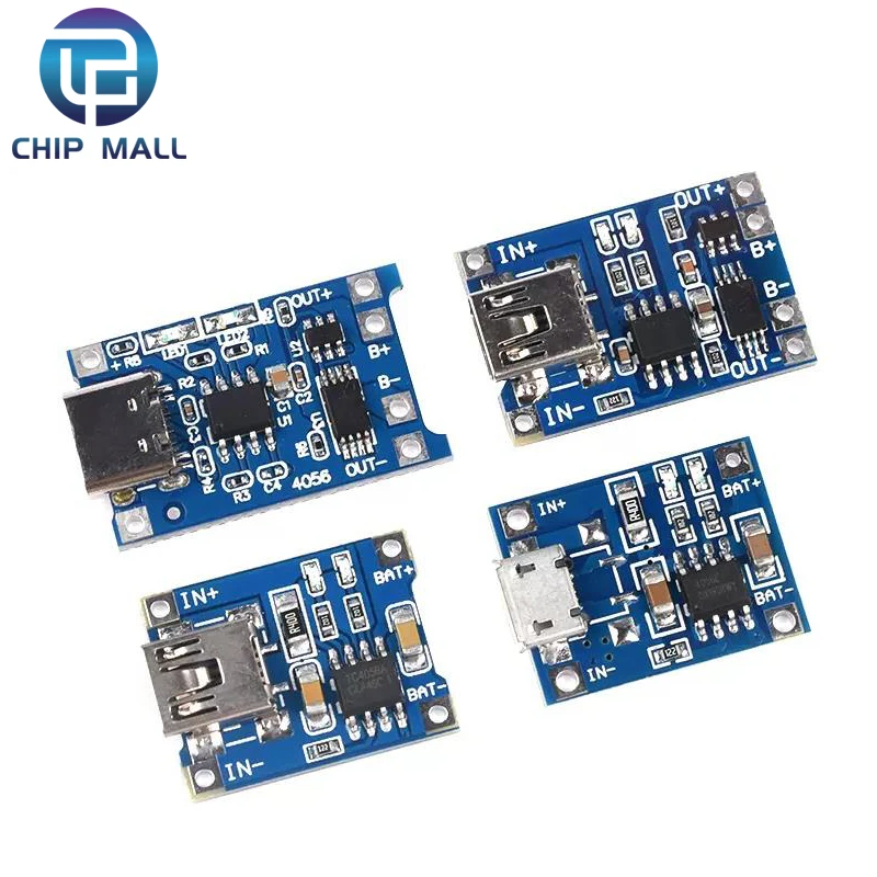 5Pcs Type-c/Micro/Mini USB TP4056 18650 Charger Module 5V Lithium Battery Charging Board 1A with Dual Protection Function