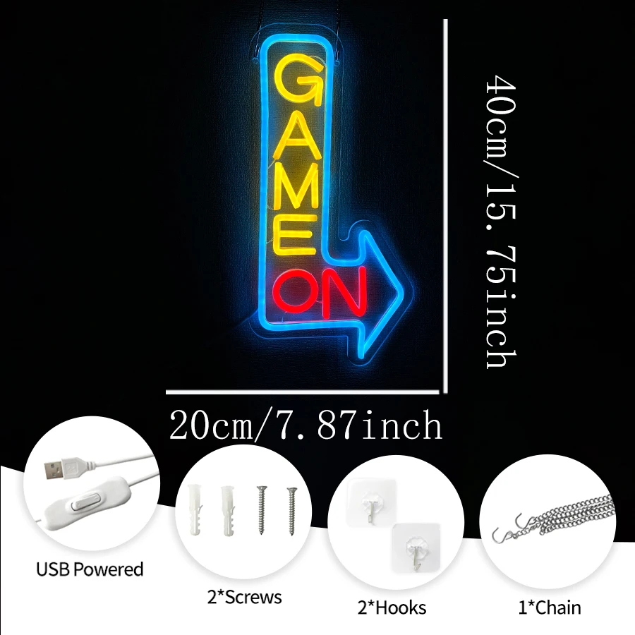 Game Neon Sign Gaming LED Neon Lights for Wall Decor USB Light Up Signs for Game Room Man Cave Teen Boy Bedroom Decorations Gift