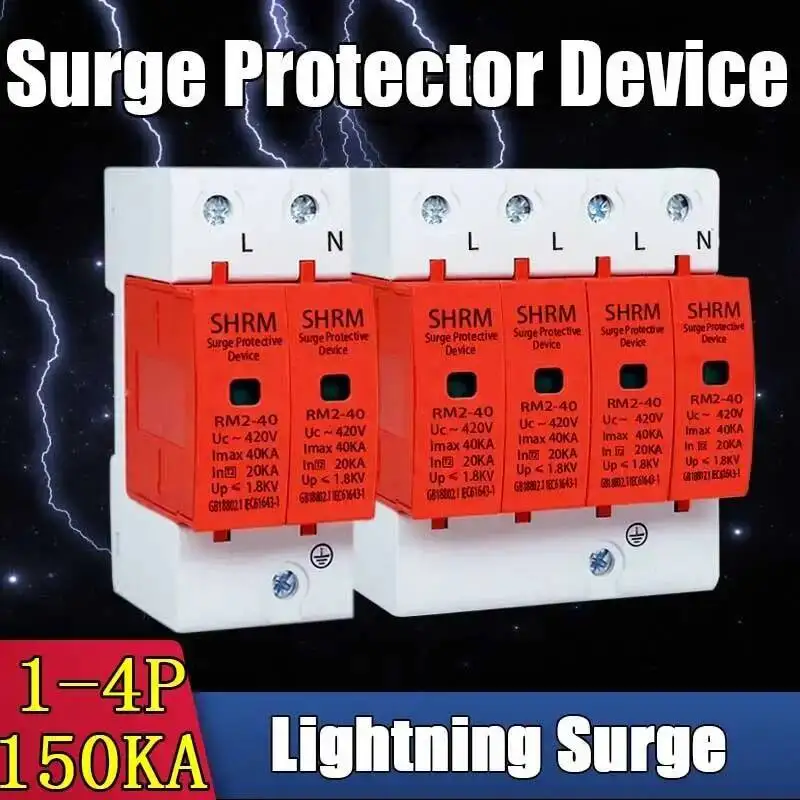 

SPD 1-4P Surge Protector Device Series 40-80KA 60-100KA Arrester Electric House Protective Low-Voltage Lightning Protection