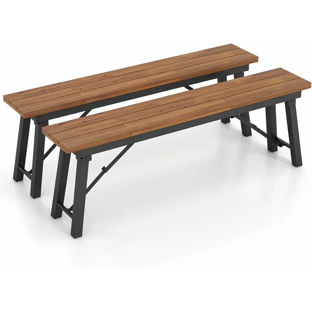

Folding Bench Set of 2, 55” 2-3 Person Acacia Wood Backless Patio Dining Bench, No Assembly Weatherproof Picnic Bench, Collapsib