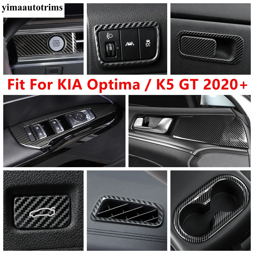 

Start Stop Button / Dashboard Air AC Vent / Handle Bowl Cover Trim Carbon Fiber Accessories For KIA Optima / K5 GT 2020 - 2022