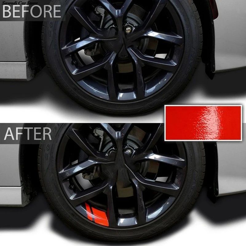 6/4PCS Reflektierende Auto Rad Aufkleber Aufkleber Druck Klebstoff Auto Rot Zubehör Auto Aufkleber Radnabe Aufkleber