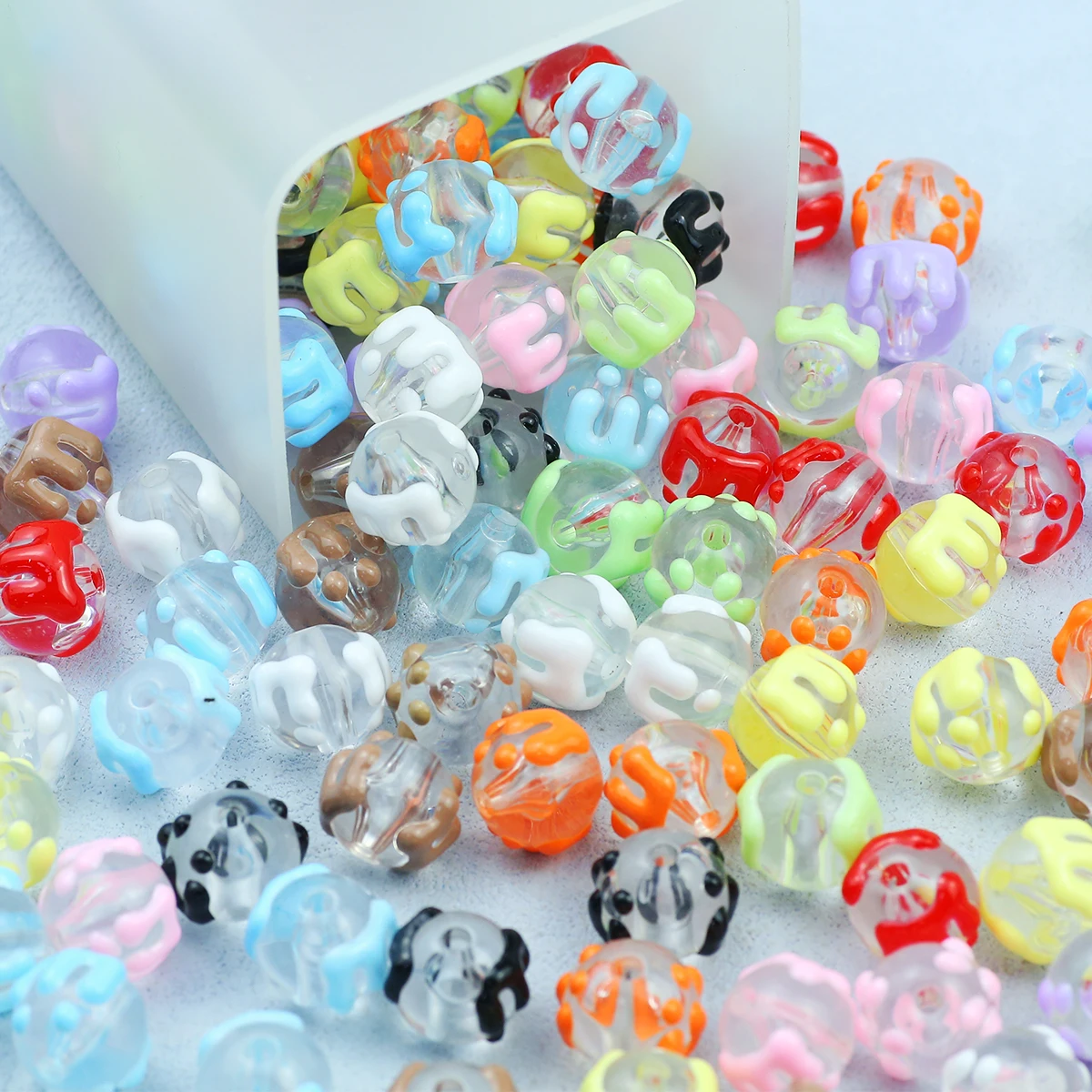 Gemischte Farbe 15mm Cartoon Erbsen Tropf Acryl Transluzente Lose Spacer Perlen Für Schmuck Machen Ohrringe Armbänder DIY Zubehör