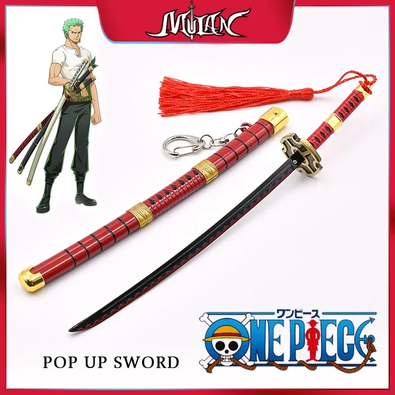 22cm/8.66inch Sandai Kitetsu Eject Sword with Sheath Alloy Craft Model Anime One Piece Zoro Weapon Pop-up Swords Toys Gifts Boys