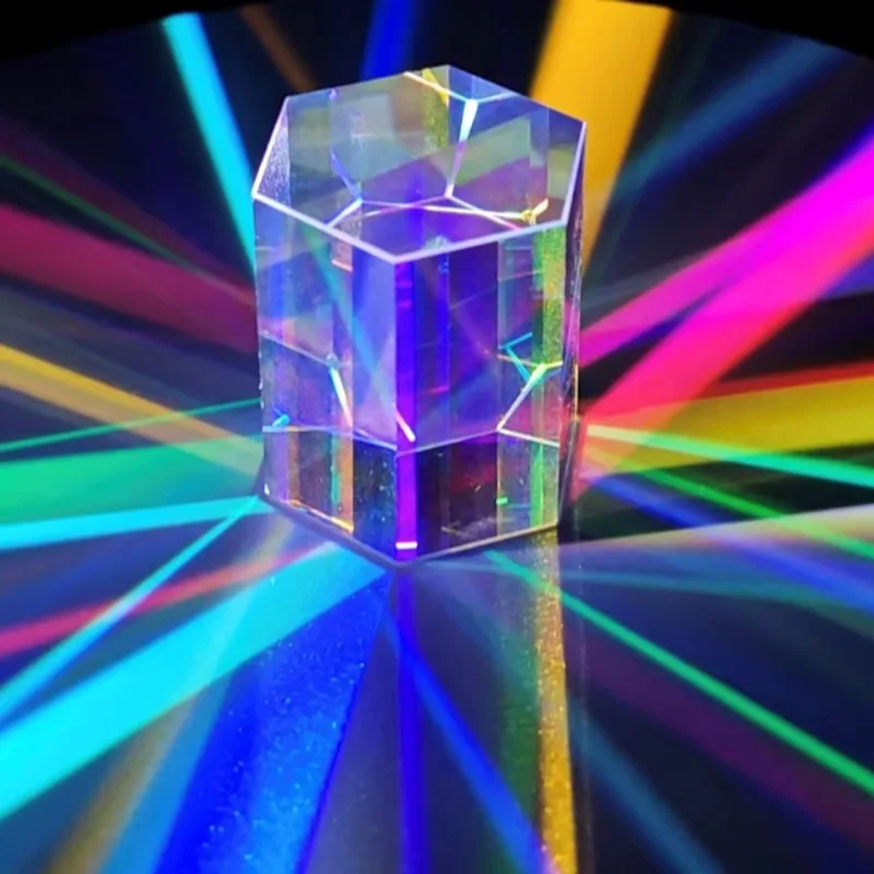 Hexagonal prism solar catcher color coated prism crystal ornaments for scientific education experiments