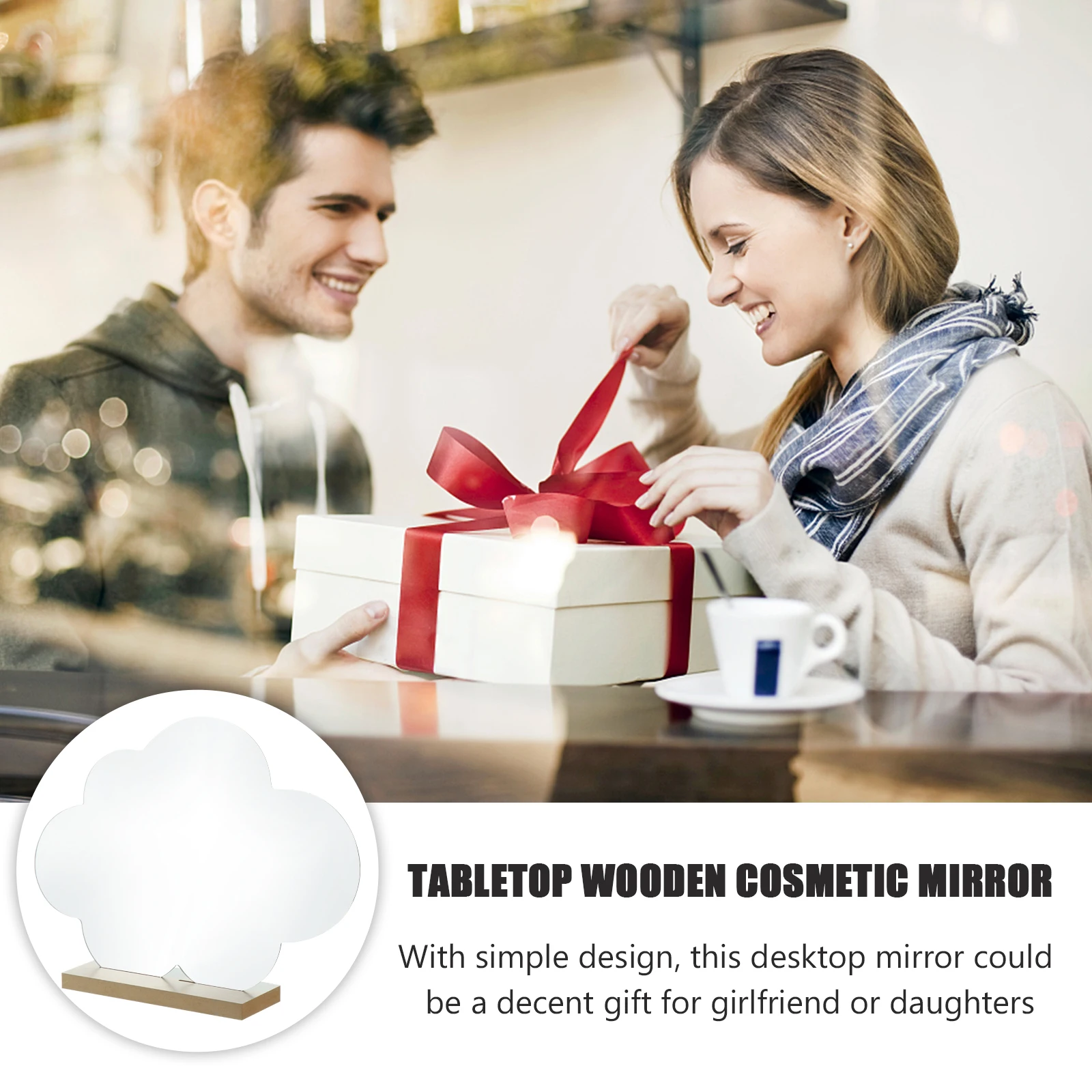 Wooden Makeup Mirror Desk Foldable Magnified Mirrors Irregular Round Vanity Table High Definition Skin Care Gift Beauty Tool