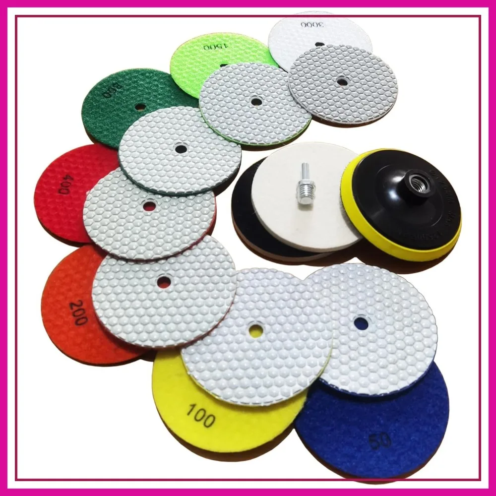 

7 Inch 11Pcs Diamond Polishing Pads Kit Dry Wet for Granite Marble Concrete Quartz Stone