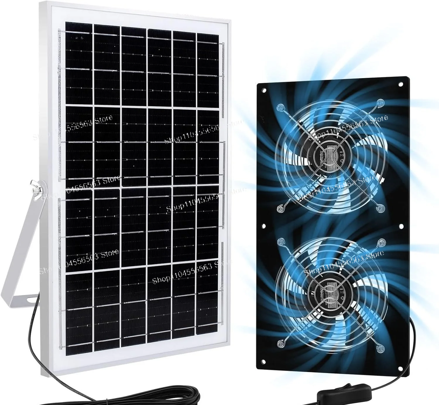 12V Solar Exhaust Fan Kitchen Pet Room Temperature Shed Cooling Fan Wall Chassis Dual Fans Silent and Efficient