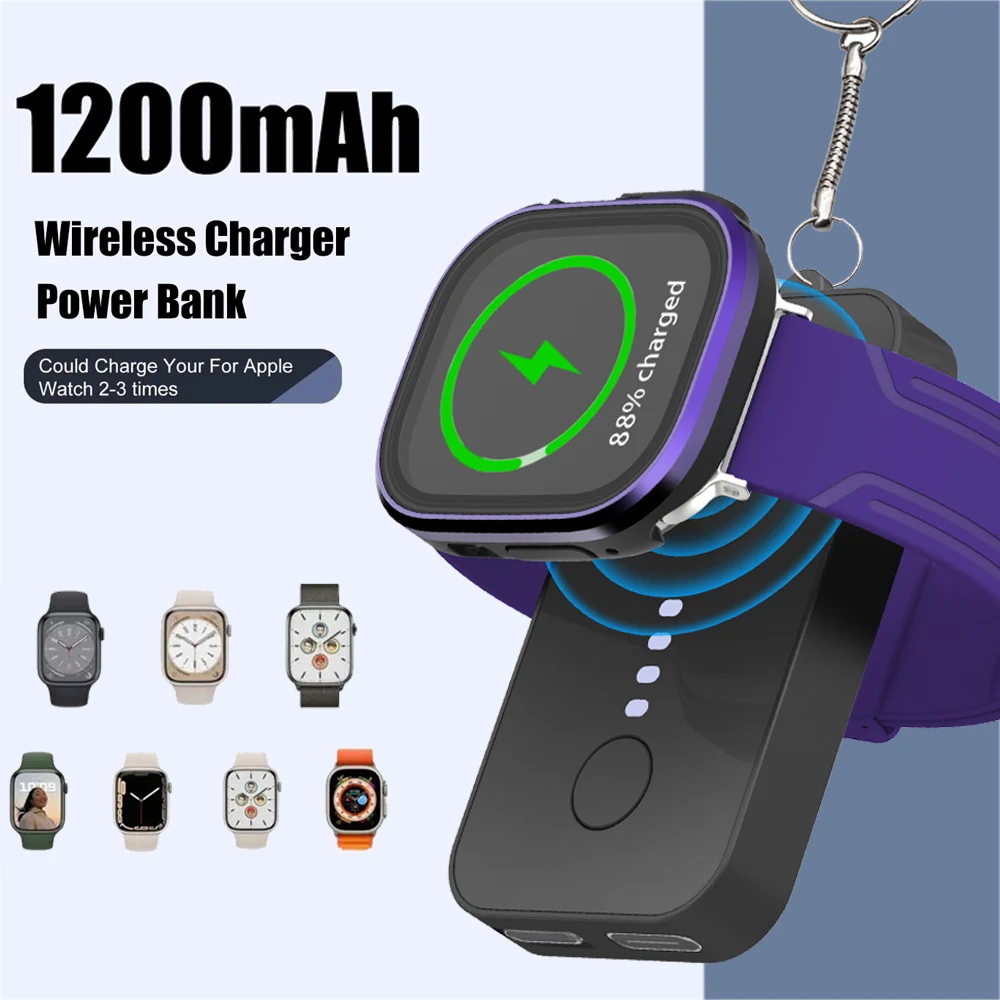 애플 워치용 무선 마그네틱 보조배터리, 아이워치 시리즈용 미니 충전기, 울트라 휴대용 충전 배터리 보조베터리, 1200mAh