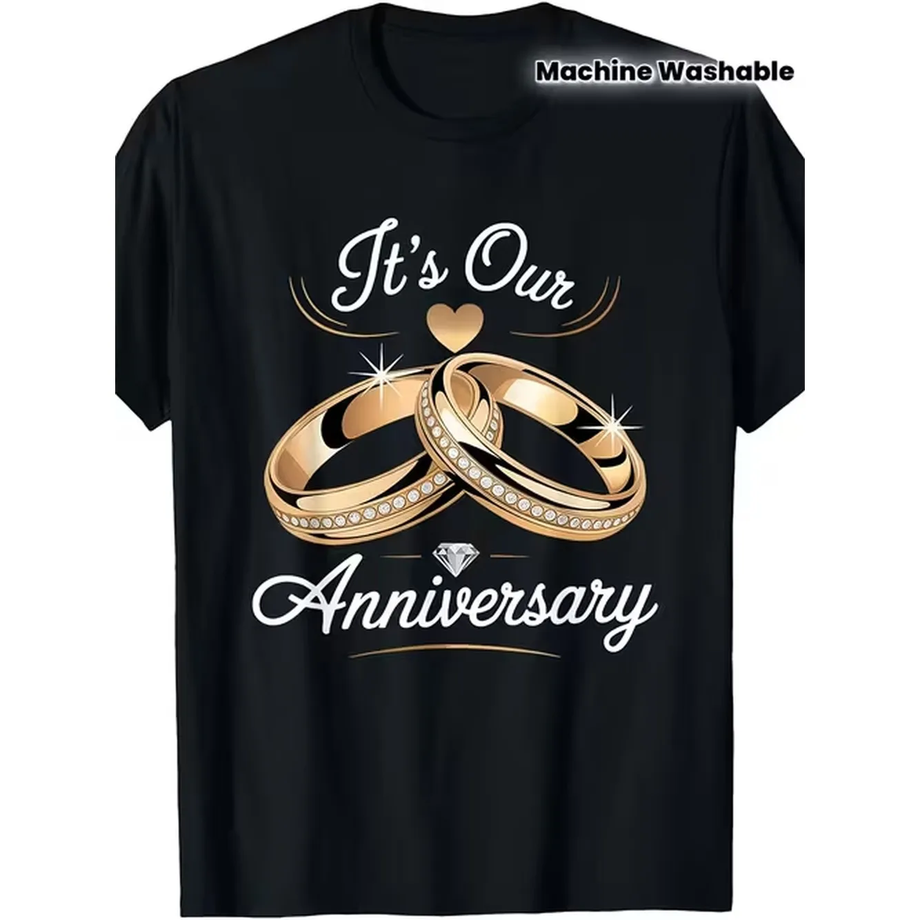 Anniversary Shirt A Couples T Shirt For Husband And Wife Mens Black Crew Neck Machine Washable Gift Christmas Size