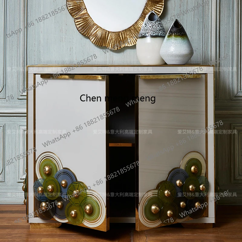 

American light luxury dining side cabinet 3D three-dimensional creative entrance cabinet high-end custom art furniture locker