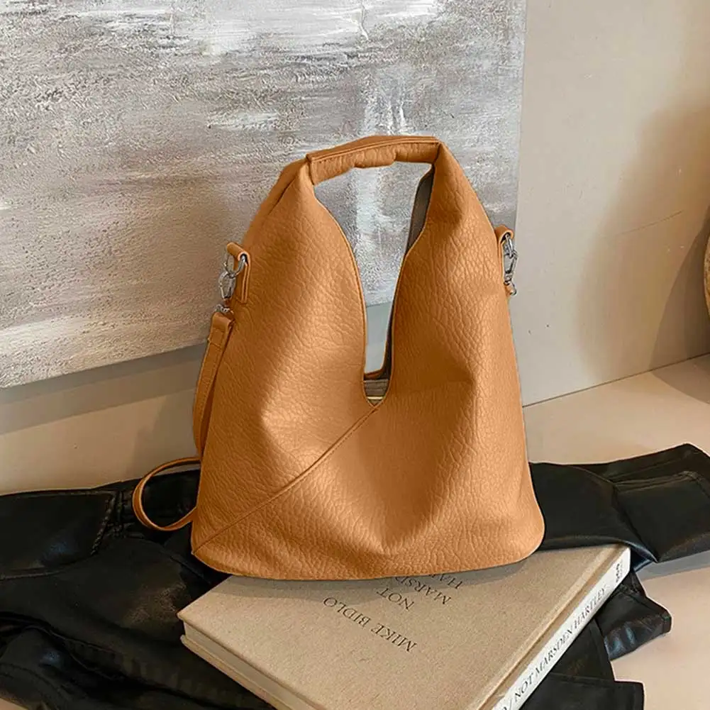 Tote Purse for Women Slouchy Underarm Bag PU Leather Solid Large Capacity Handbag for Work Travel Shopping