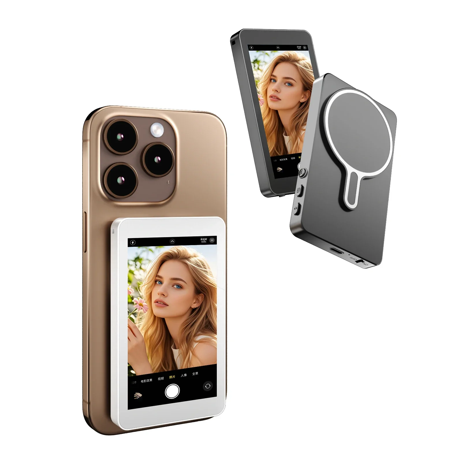 

Портативный беспроводной магнитный монитор для селфи и видеоблогов, экран для задней камеры телефона с Bluetooth-подключением, инструмент для селфи и прямых трансляций