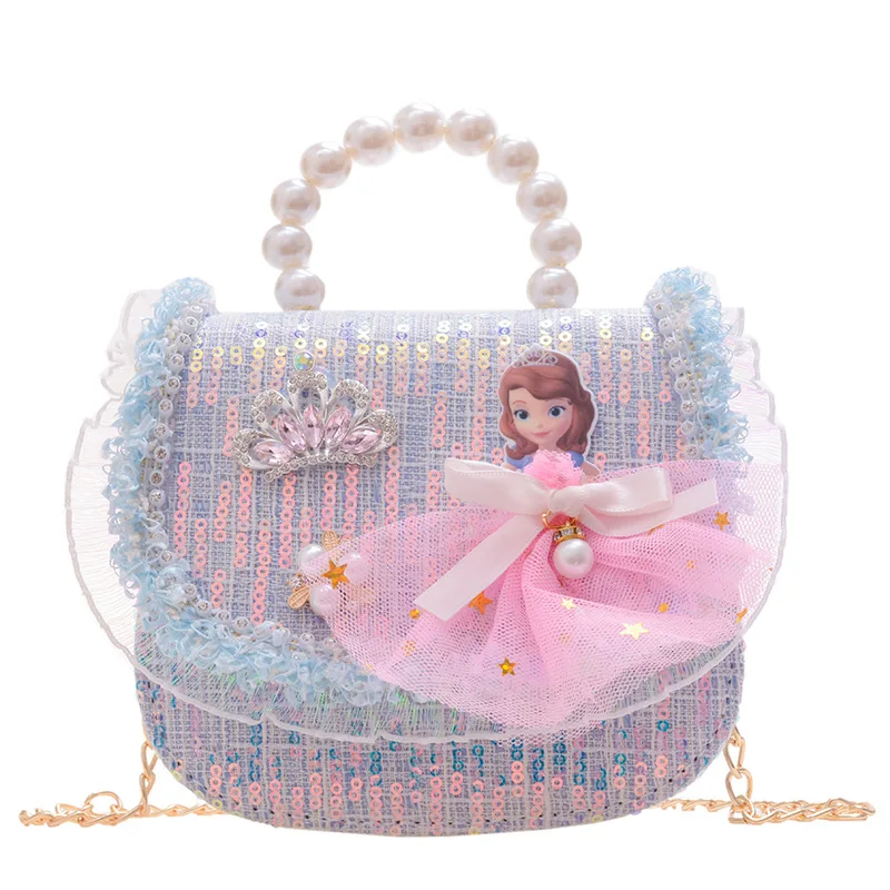 

Disney Princess Shoulder Bag for Girls Cartoon Lace Kids Crossbody Bag Party Daily Use Kawaii Purses and Handbags