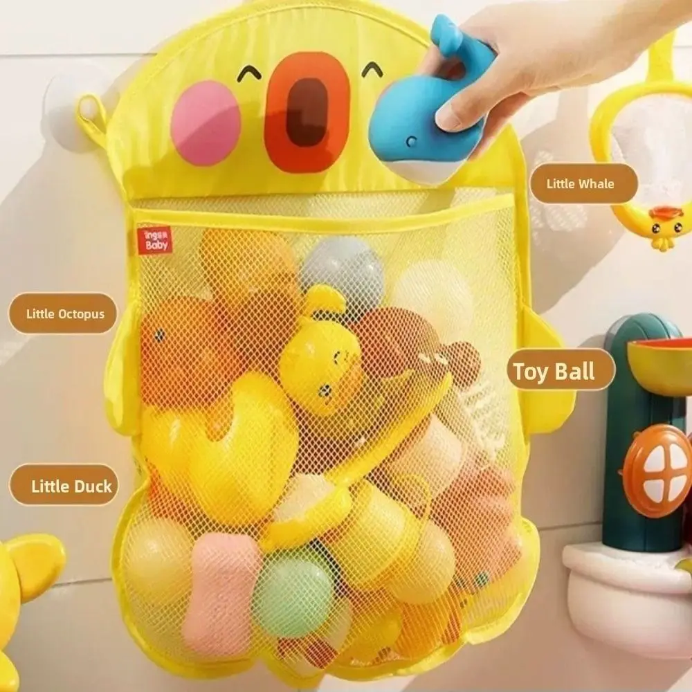 

2Pcs Duck Shapes Baby Bath Toys Storage Bag with Suction Cup Hanging Bath Game Bag Large Capacity Cute Bathroom Organizer