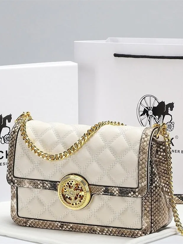 

High-End Luxury Leather oulder Bag for Women Chain Crossbody Bag Youth Ins Sle Daily Use Single oulder Handbag