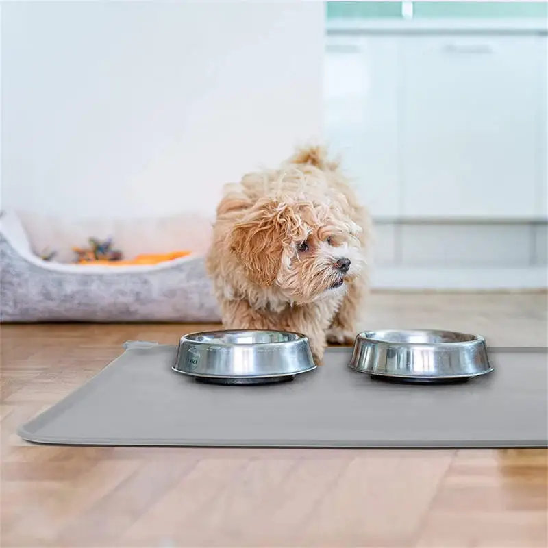 Waterproof Pet Mat For Dog Cat Solid Color Silicone Pet Food Pad Bowl Drinking Mat Dog Feeding Placemat Easy Washing Nontoxic