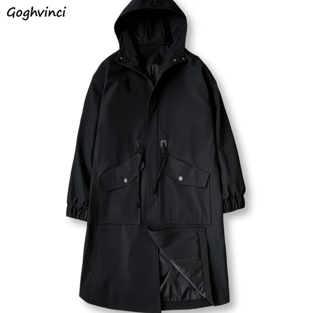 

Мужской повседневный тренчкот с капюшоном, молодежная верхняя одежда с карманами, стильная уличная одежда, шикарный, простой, в британском стиле, Ropa Para Hombre