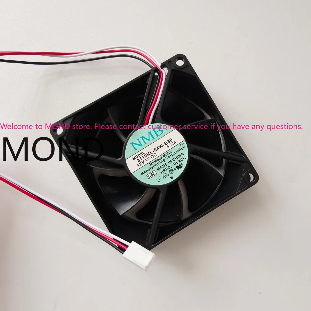 Original NMB 3110KL-04W-B39 NMB-MAT 8025 8CM DC12V 0.22A 80x80x25mm Three Wire Chassis Cooling Fan