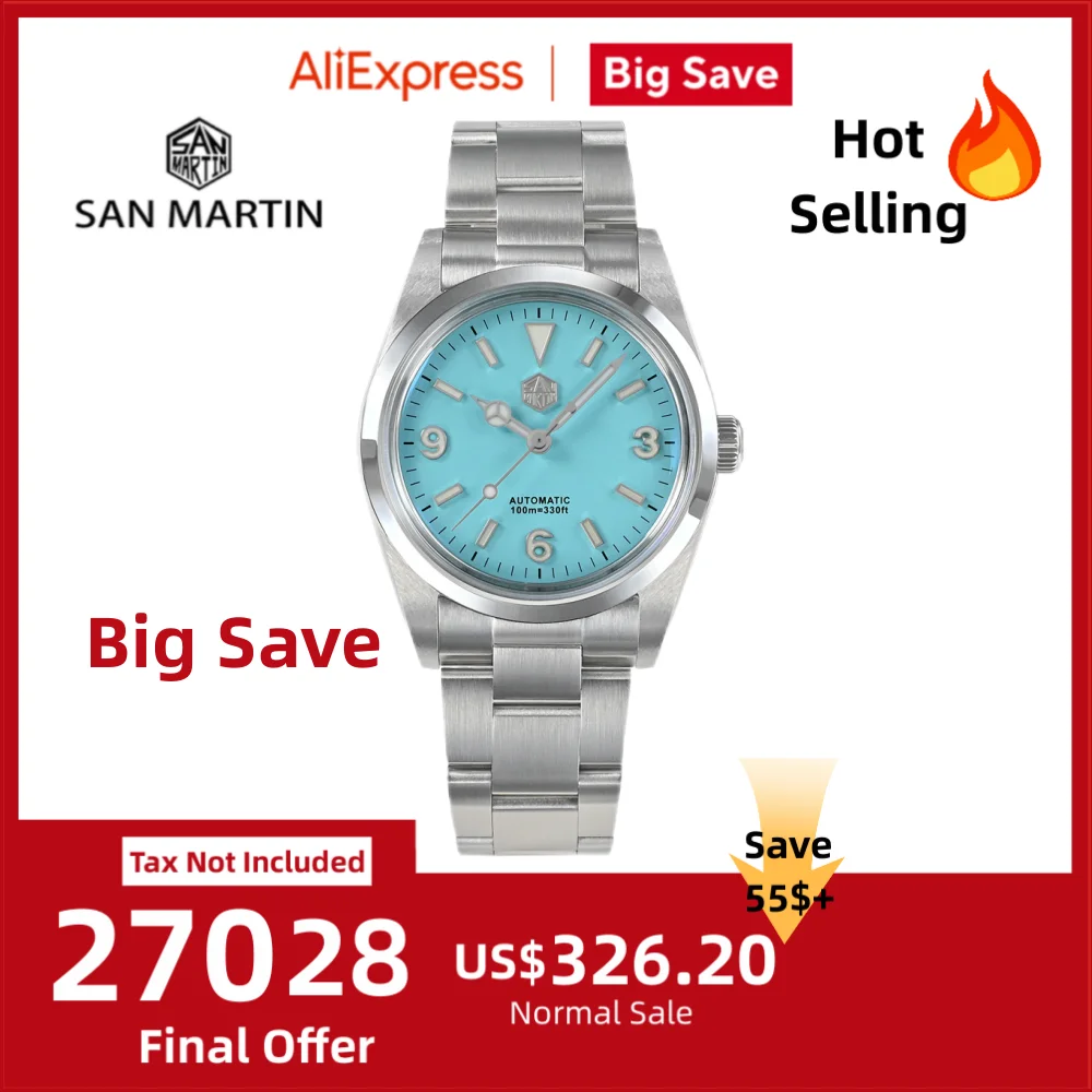 

San Martin Watch Automactic Mechanical Waterproof Watches For Men Luxury 36mm Explore Sport Luminous Sapphire Saat SN0021B-1
